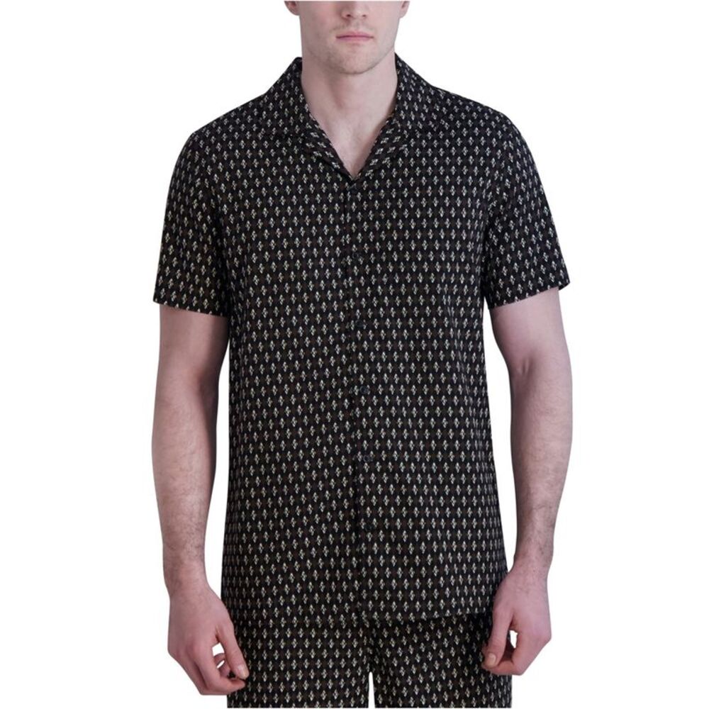 Karl Lagerfeld Mens Diamond Grid Button Up Shirt, NWT